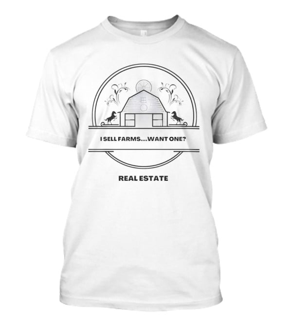 Barn Horses Wagon Wheel Property Land Ranch Real Estate Seal Of T-Shirt
