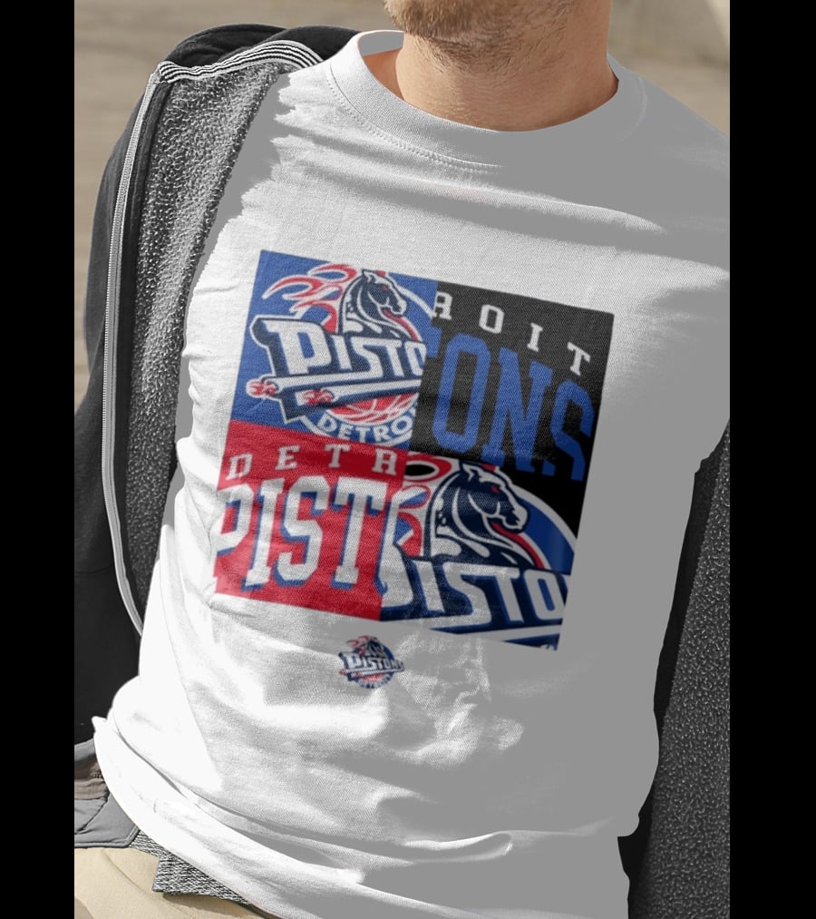 Detroit Pistons New Era Block PISTONS DETROIT Basketball T-Shirt