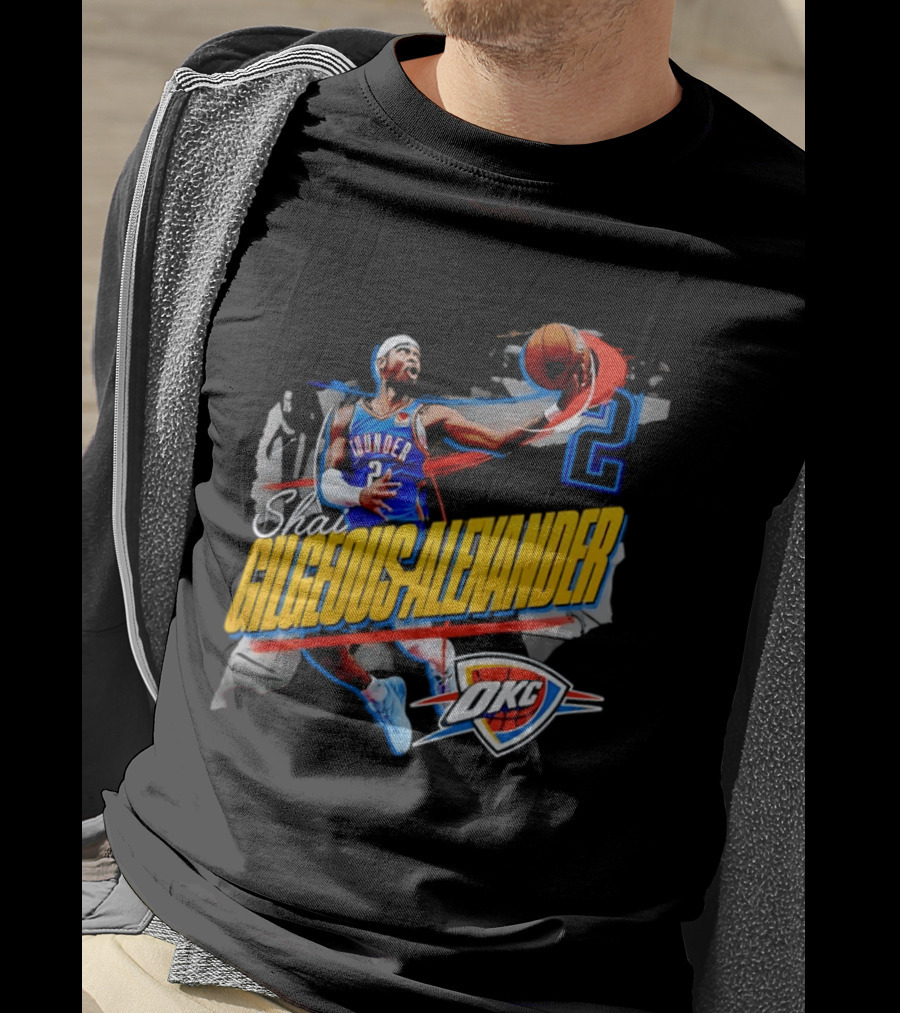 Shai Gilgeous Alexander Oklahoma City Thunder NBA OKC Blue Jersey Number 2 T-Shirt