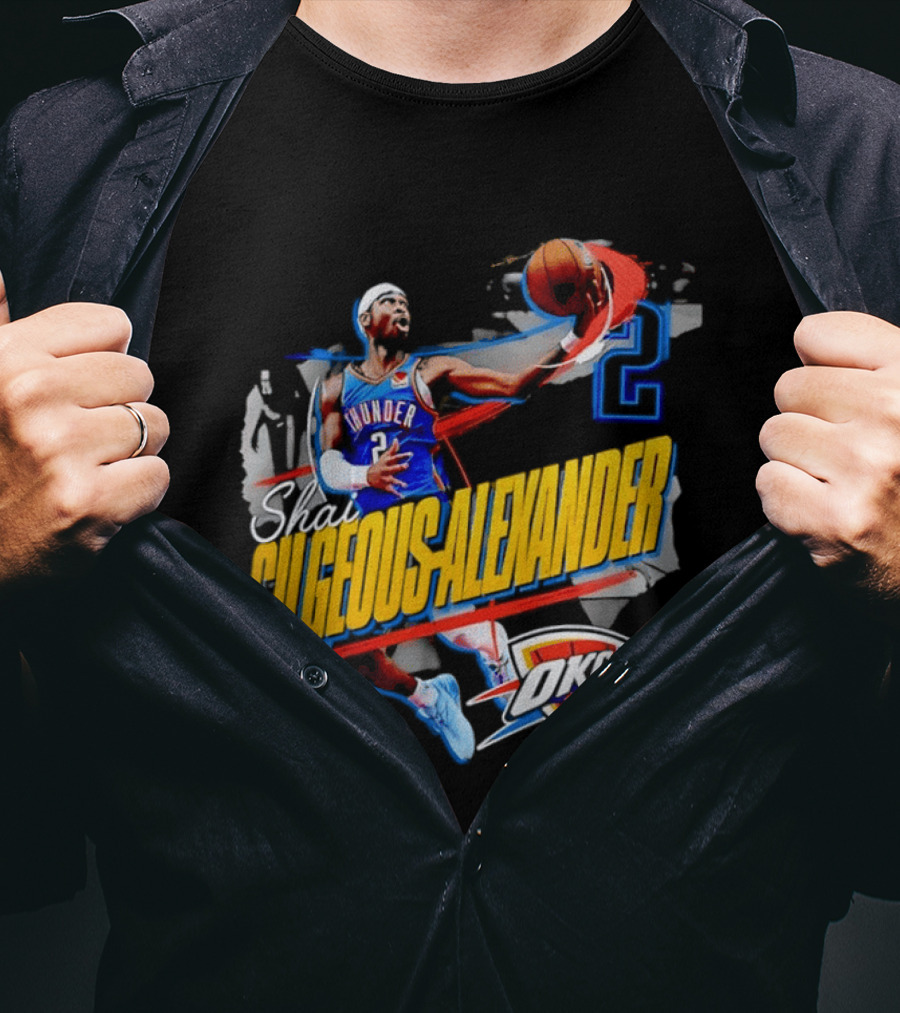 Shai Gilgeous Alexander Oklahoma City Thunder NBA OKC Blue Jersey Number 2 T-Shirt