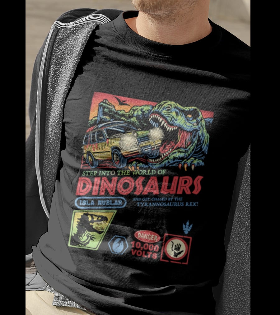 Step Into The World Of Dinosaurs Jala Muzlar T. Anadromerus Rex Danger 10,000 Volts T-Shirt