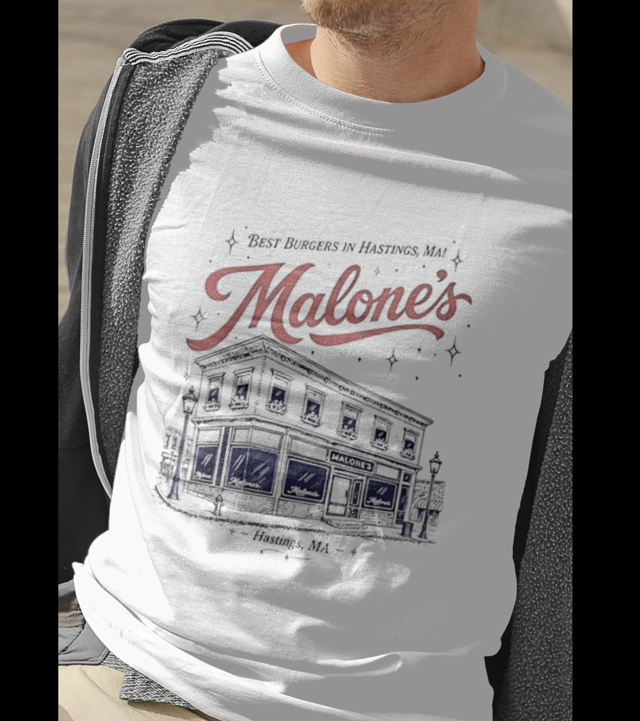 Malones Best Burgers In Hastings MA Retro Building T-Shirt