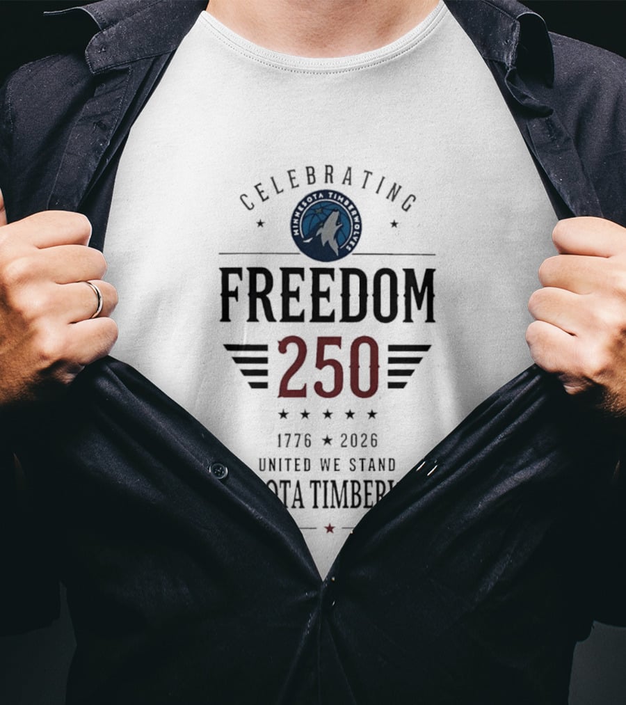 Minnesota Timberwolves Celebrating Freedom 250 United We Stand 1776 2026 T-Shirt