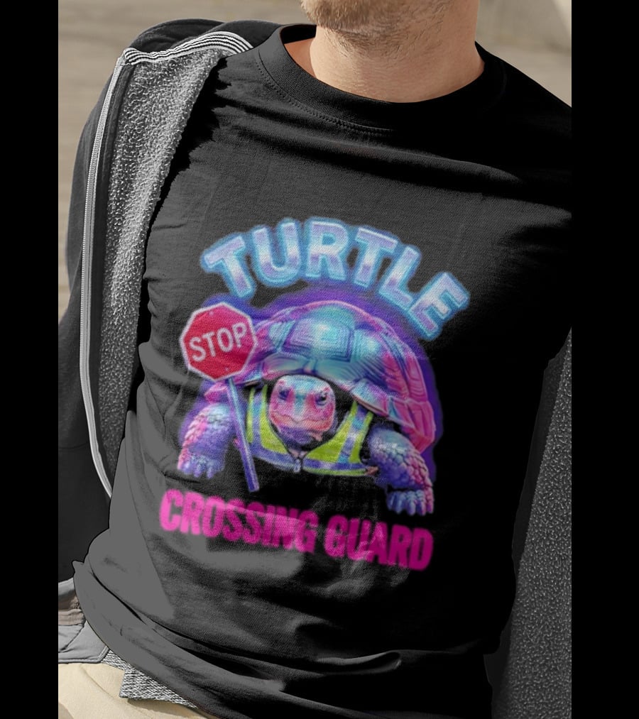Turtle Stop Crossing Guard Neon Vibe T-Shirt