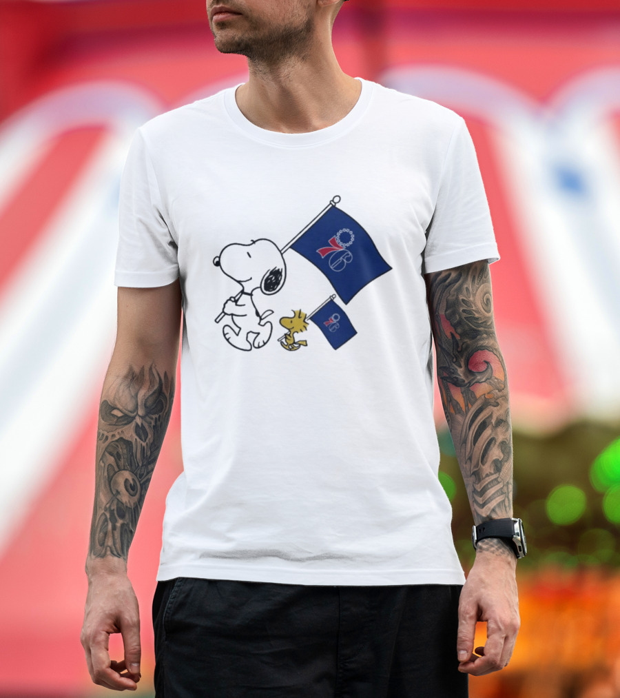 NBA Philadelphia 76ers Snoopy Woodstock Flag Peanuts Basketball T-Shirt