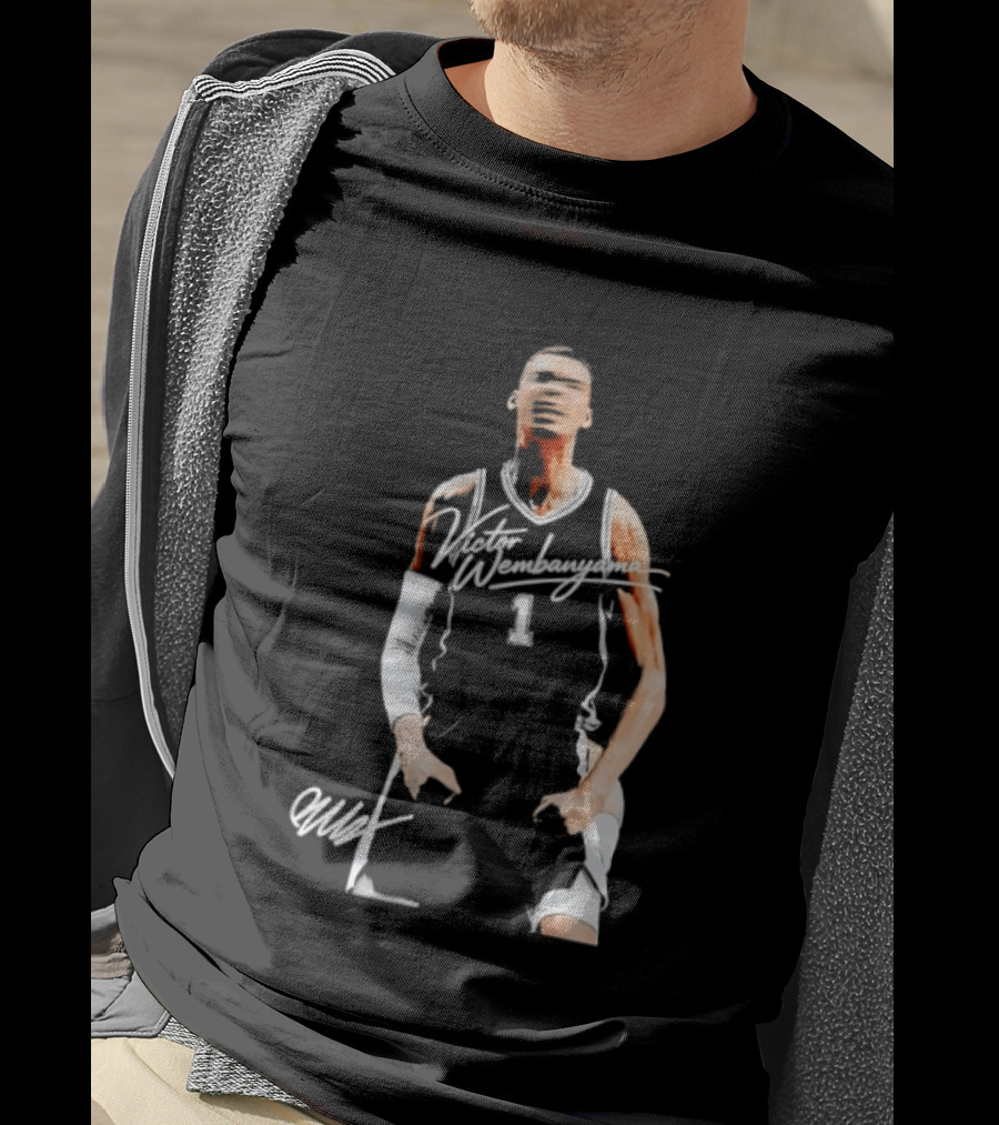 Victor Wembanyama San Antonio Spurs 2023 NBA Draft Number 1 Jersey Signature T-Shirt
