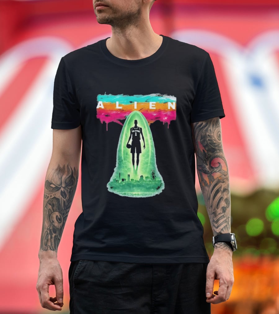 Victor Wembanyama Alien San Antonio Spurs NBA Skyline T-Shirt