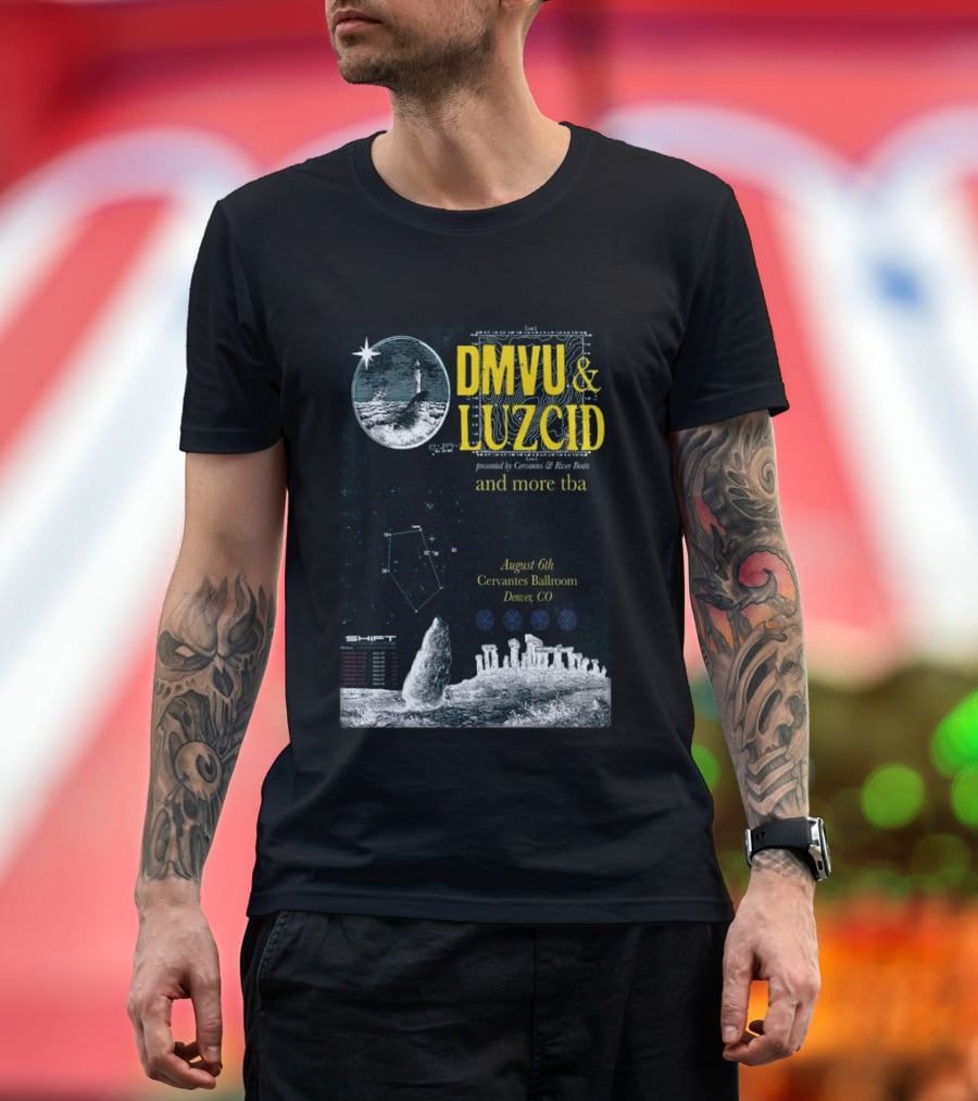 DMVU LUZCID August 6th Cervantes Ballroom Denver CO Lunar Lighthouse Constellation T-Shirt