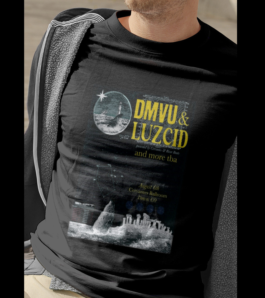 DMVU LUZCID August 6th Cervantes Ballroom Denver CO Lunar Lighthouse Constellation T-Shirt