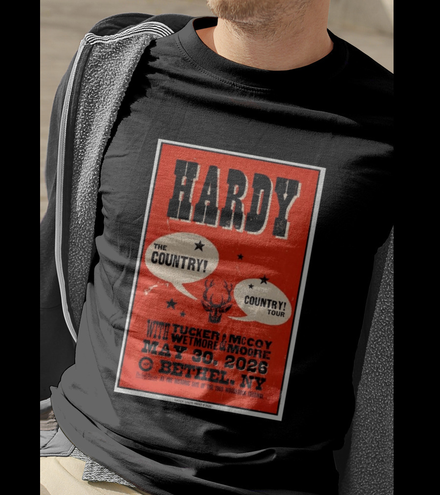 HARDY Country Tour Bethel NY May 30 2026 Woodstock Festival Tucker McCoy Wetmore Moore T-Shirt