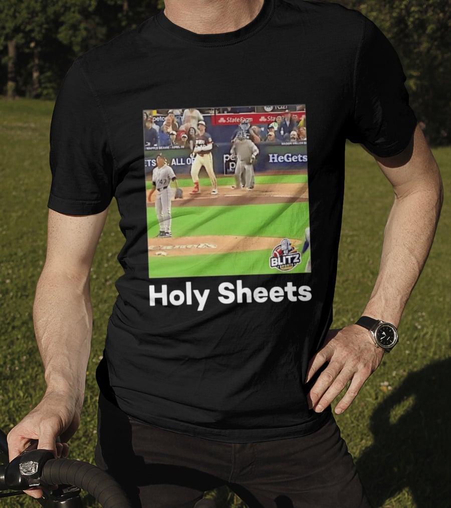 Mason Miller Holy Sheets Blitz Sports MLB HeGets State Farm Waffle Beanie T-Shirt