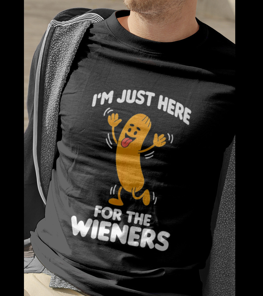 I'm Just Here For The Wieners Funny Sausage Cartoon T-Shirt