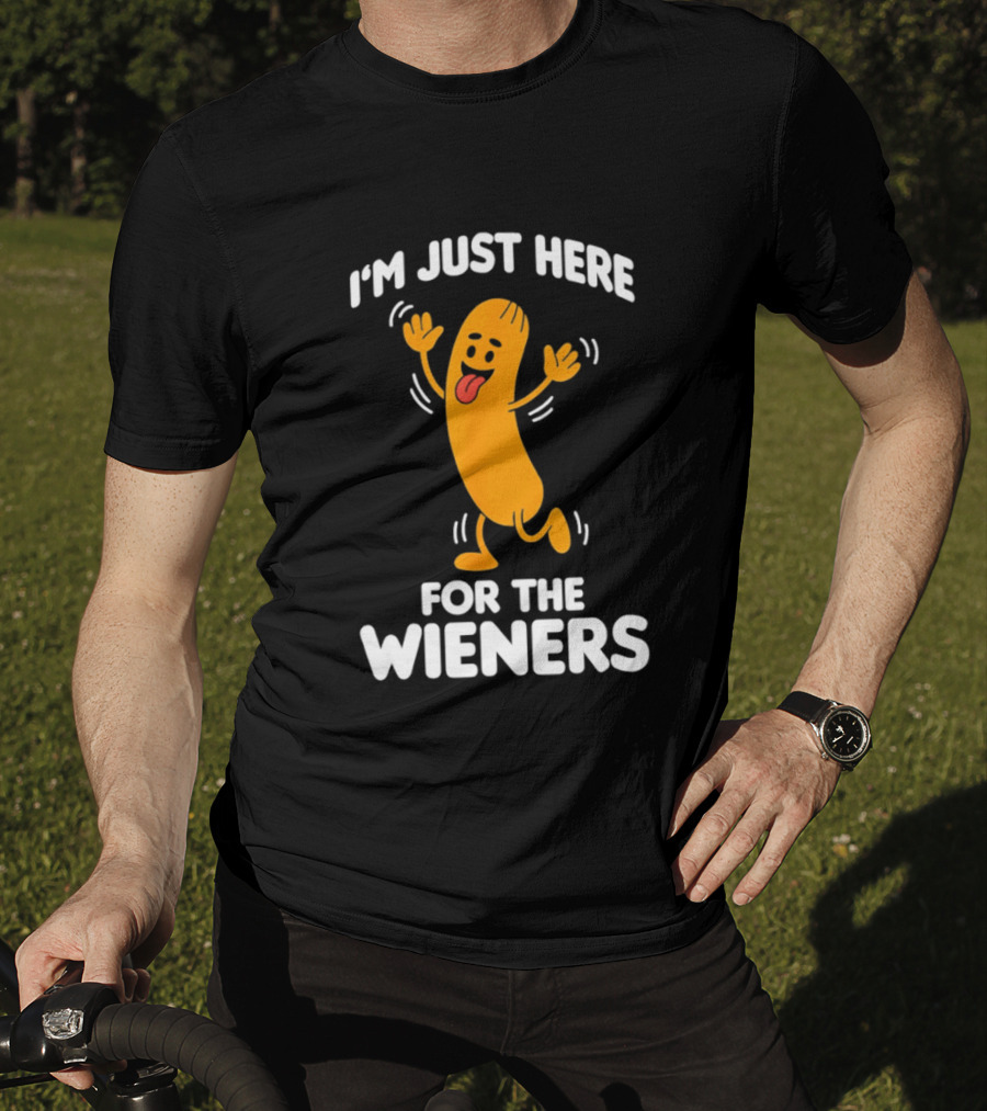 I'm Just Here For The Wieners Funny Sausage Cartoon T-Shirt
