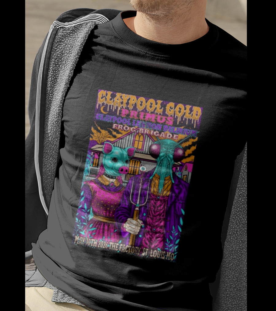 Claypool Cold Primus Claypool Lennon Delirium Frog Brigade May 30th 2026 The Factory St. Louis Mo T-Shirt