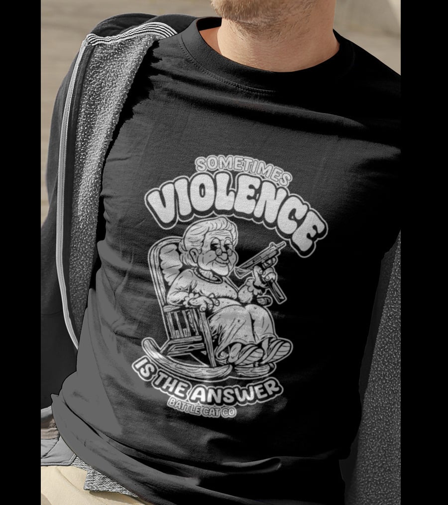 Grandma Sometimes Violence Is The Answer Retro Funny Guns T-Shirt