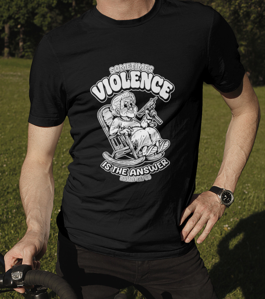 Grandma Sometimes Violence Is The Answer Retro Funny Guns T-Shirt