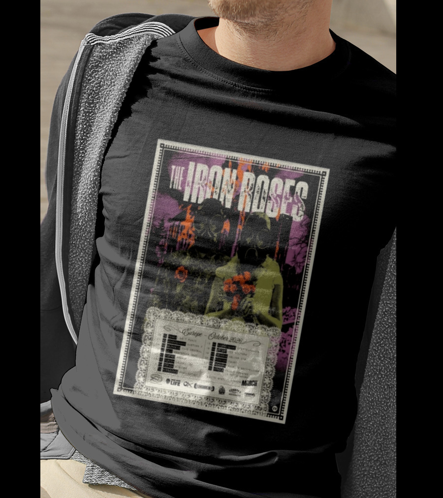 The Iron Roses Tour Europe 2026 October Dates With Gas Masks And Roses T-Shirt