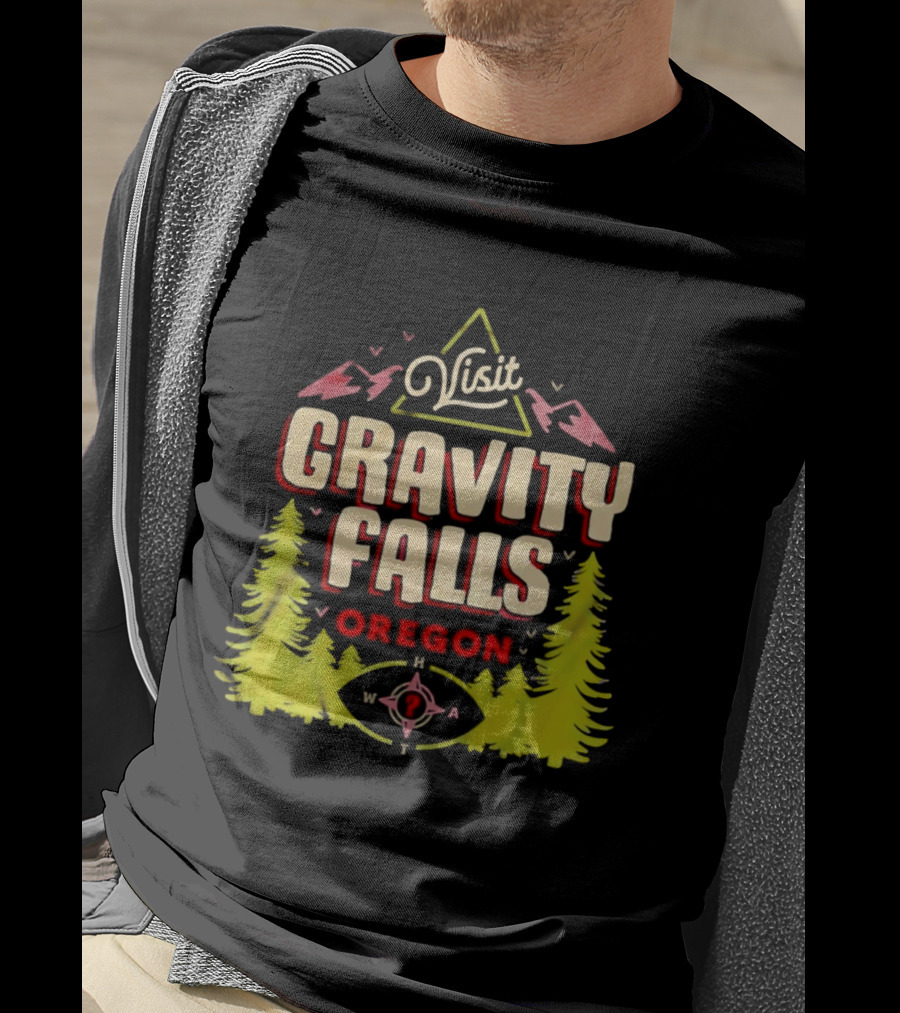 Visit Gravity Falls Oregon Pines Mountains Eye T-Shirt
