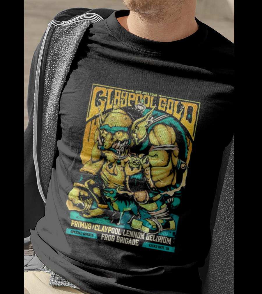 Primus Claypool Lennon Delirium Frog Brigade Crypto Gold Monster T-Shirt