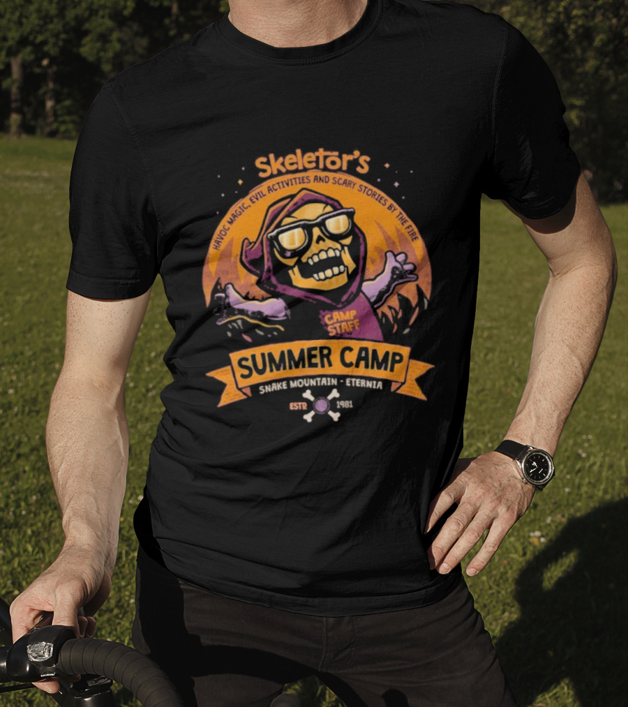 Skeletor's Summer Camp Staff Snake Mountain Eternis Evil Activities Eternia Estd 1981 T-Shirt