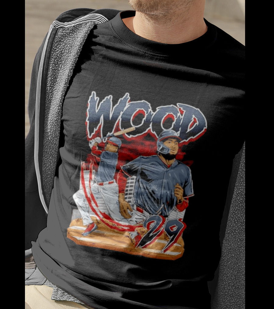 Wood 29 Washington Baseball Player Action T-Shirt