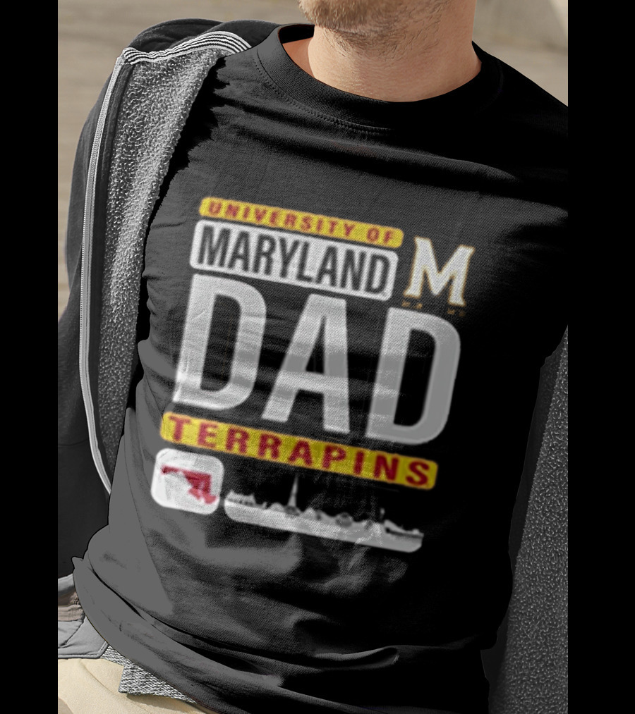 University Of Maryland Terrapins Dad With State Outline And Script T-Shirt