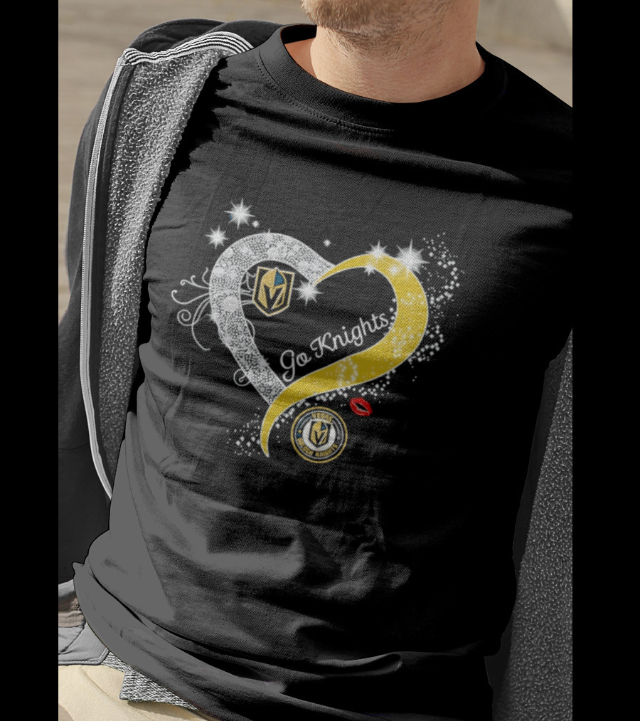 Vegas Golden Knights NHL Heart Emblem Go Knights T-Shirt