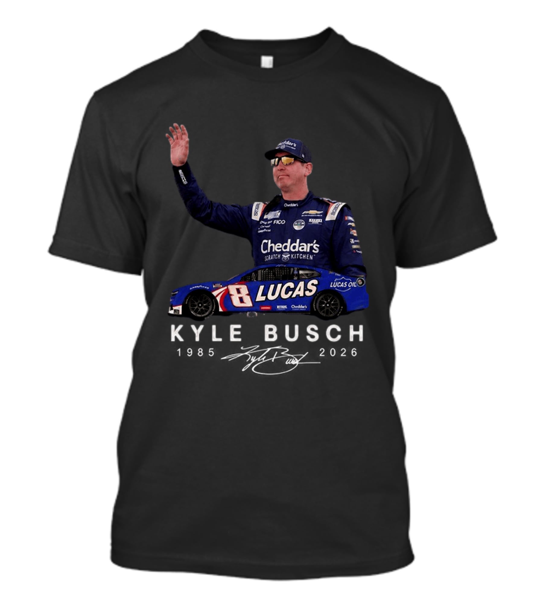 Kyle Busch NASCAR 8 Lucas Oil Cheddar's Scratch Kitchen 2026 T-Shirt