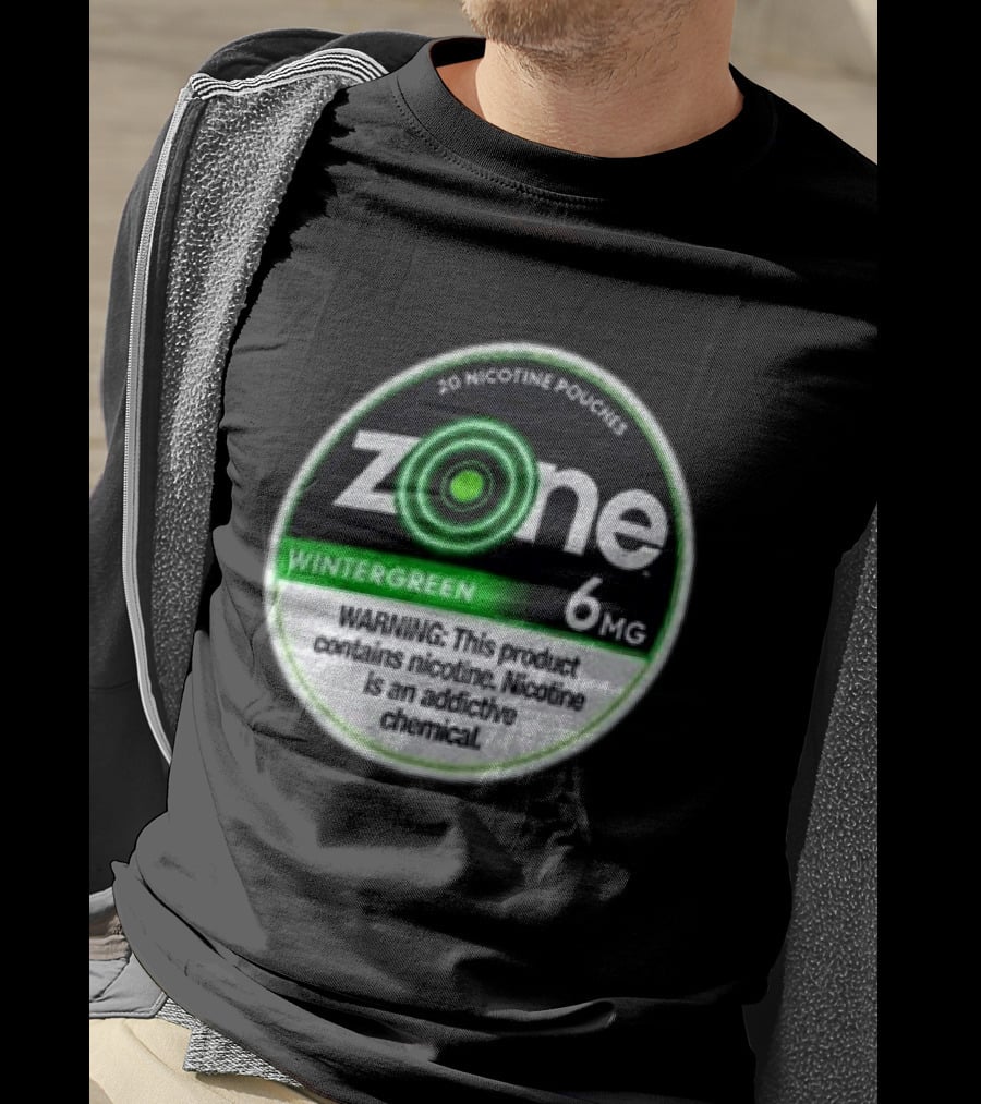 20 Nicotine Pouches Zone Wintergreen 6mg Warning Contains Nicotine T-Shirt