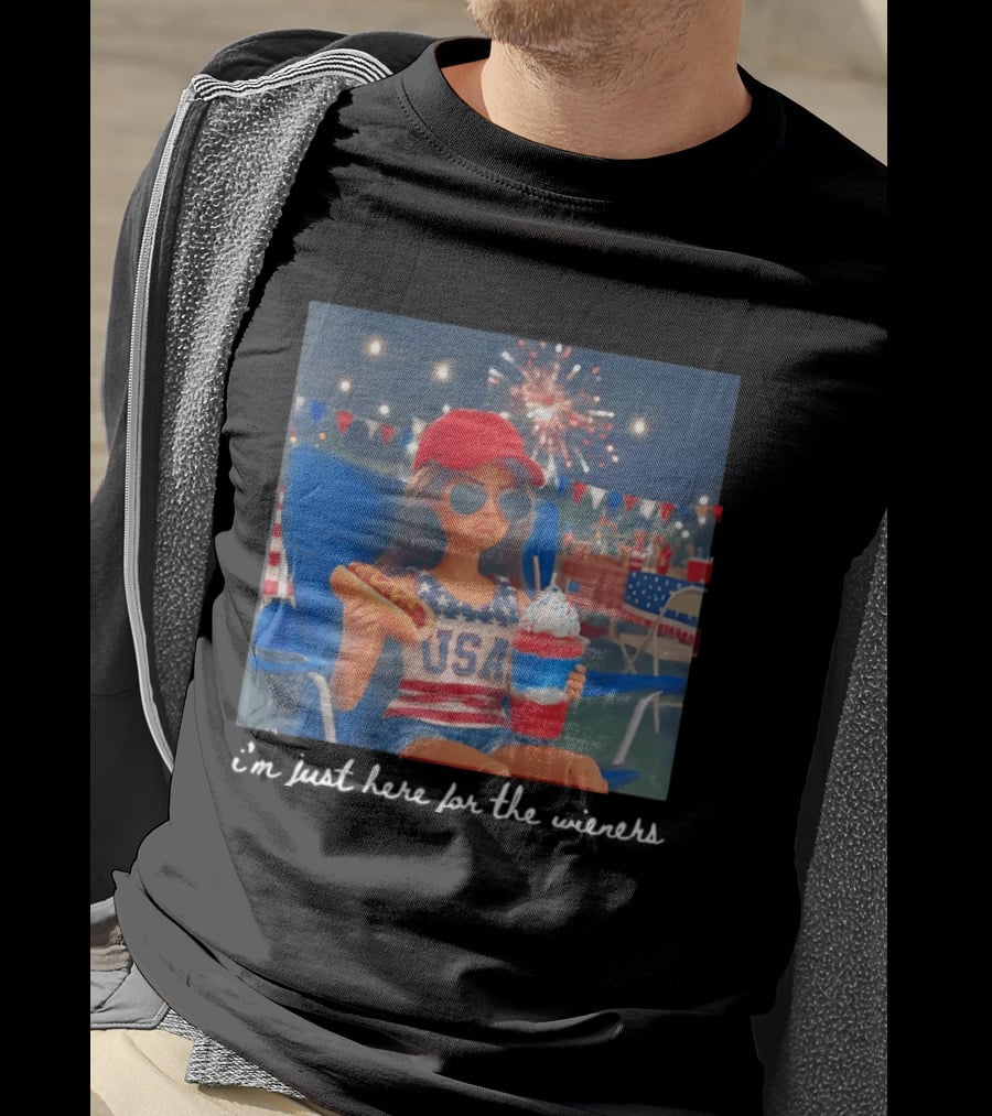 USA Barbie Doll I'm Just Here For The Wieners 4th Of July Celebration 2026 T-Shirt