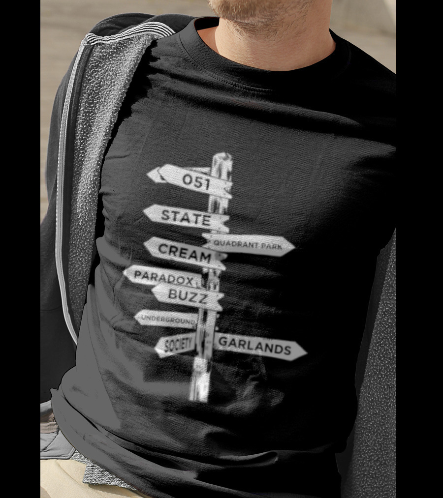 Music Matters Clubland 051 State Quadrant Park Cream Para Dox Buzz Underground Society Garlands T-Shirt