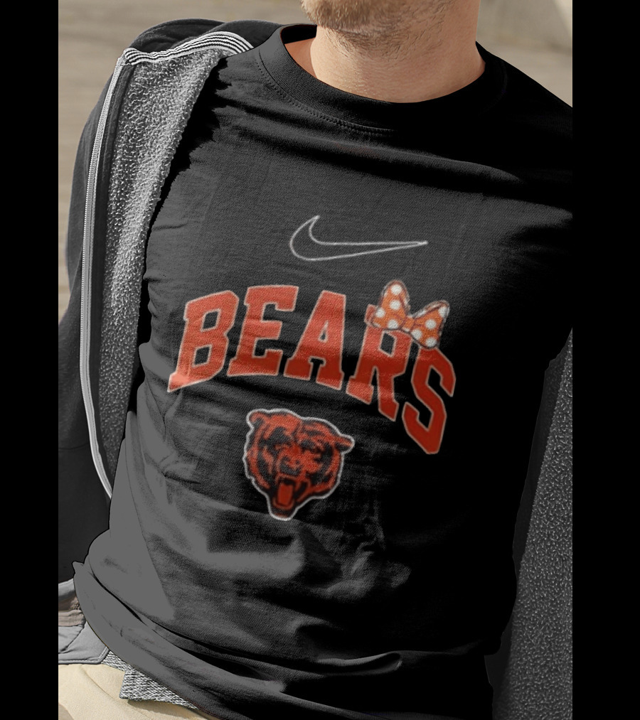 Chicago Bears Boo To You Fa Boo Lous Rugby Minnie Bow 2 Sided T-Shirt