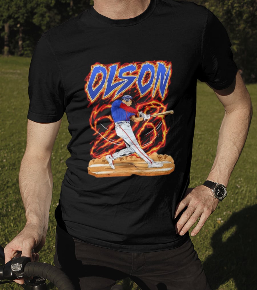 Olson Baseball Player Batting With Intense Flame T-Shirt