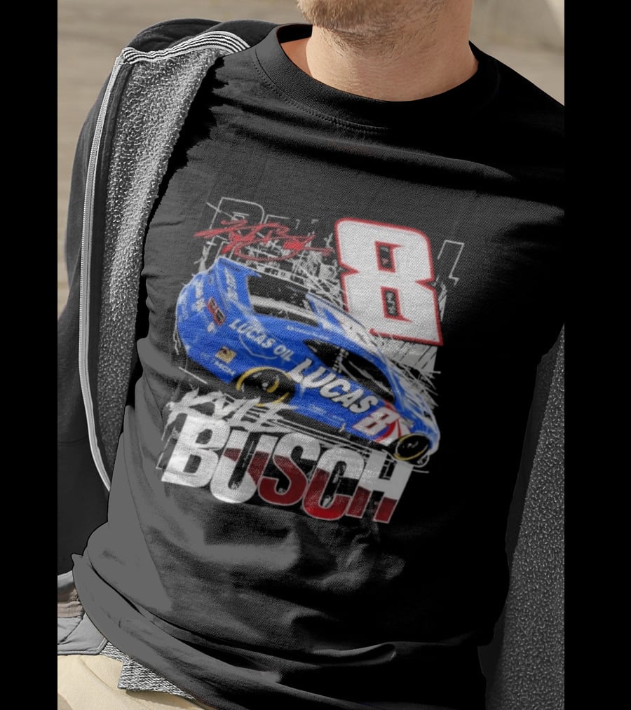 Kyle Busch Lucas Oil #8 Racing Car Red 2 Spot T-Shirt