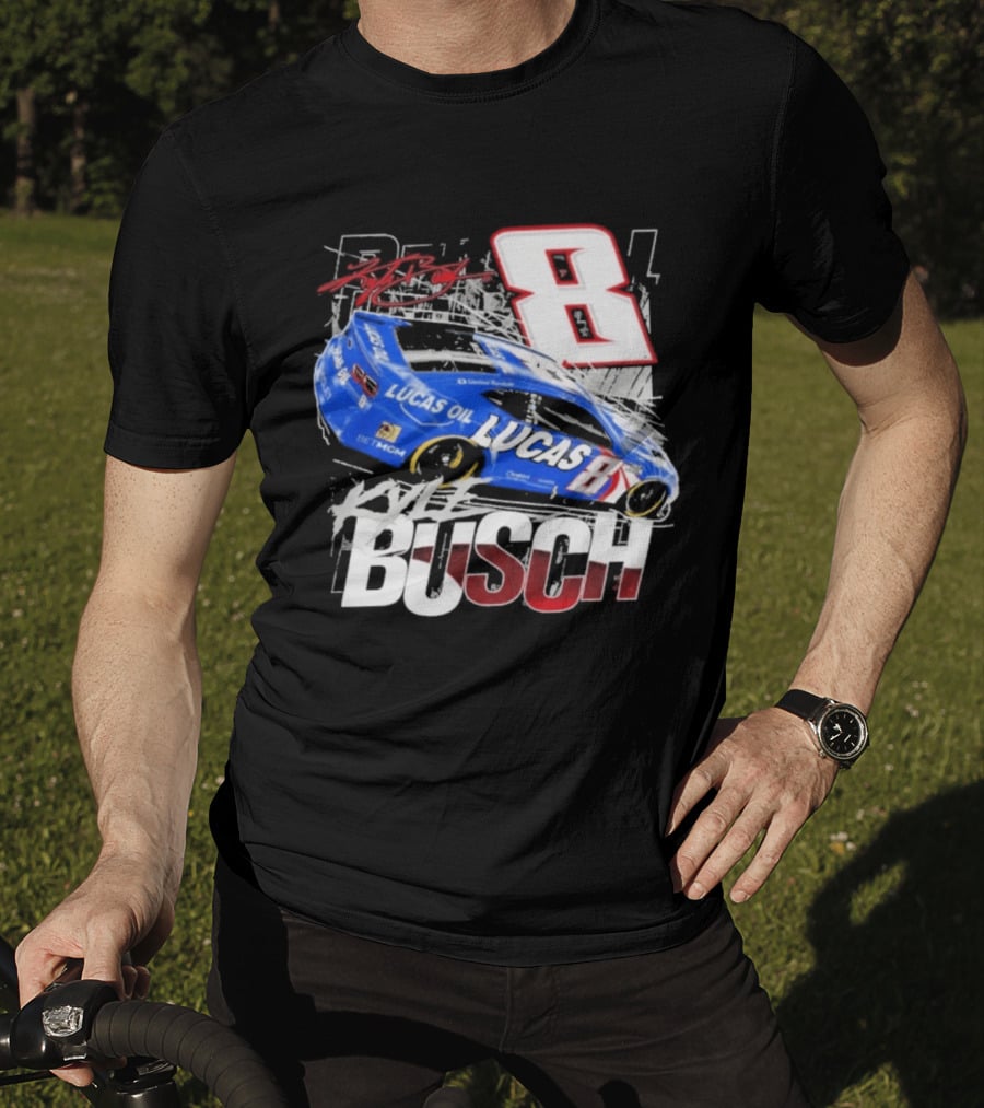 Kyle Busch Lucas Oil #8 Racing Car Red 2 Spot T-Shirt