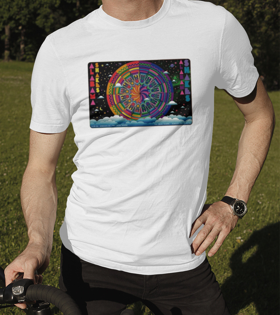 Alabama Shakes Concert The Greek Theatre Berkeley CA 5 29 26 Psychedelic Rainbow Spiral Clouds And Stars T-Shirt