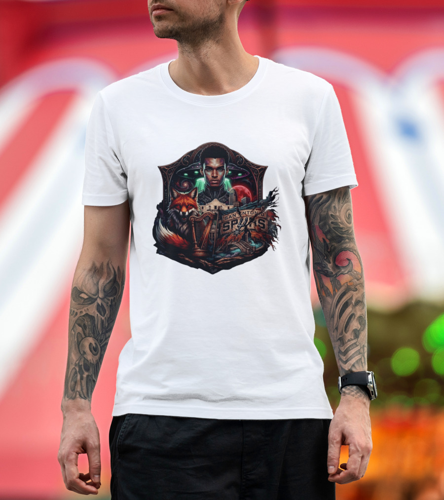 San Antonio Spurs Alien Wemby Space Hoops Comic Skyline Texas Basketball 2026 Fox T-Shirt