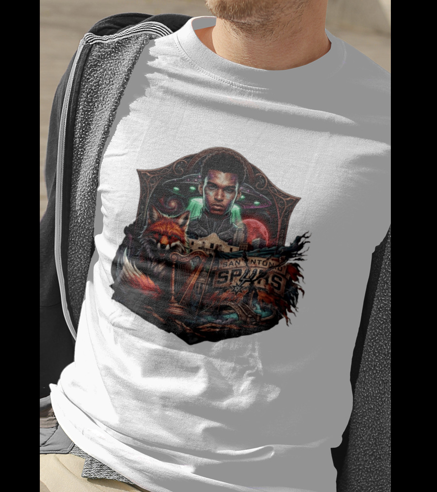 San Antonio Spurs Alien Wemby Space Hoops Comic Skyline Texas Basketball 2026 Fox T-Shirt