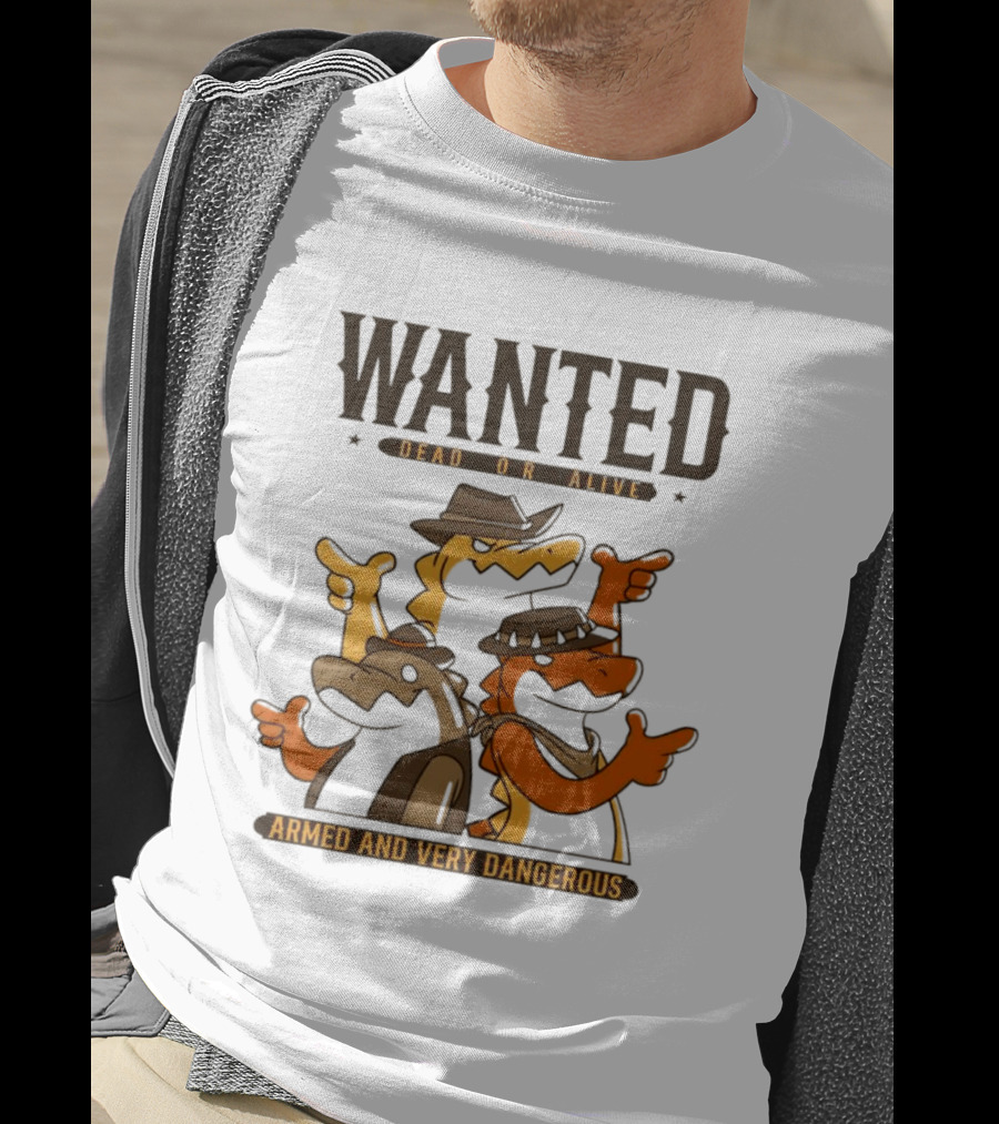 Wanted Dead Or Alive Alligator Cowboy Trio Armed And Very Dangerous T-Shirt