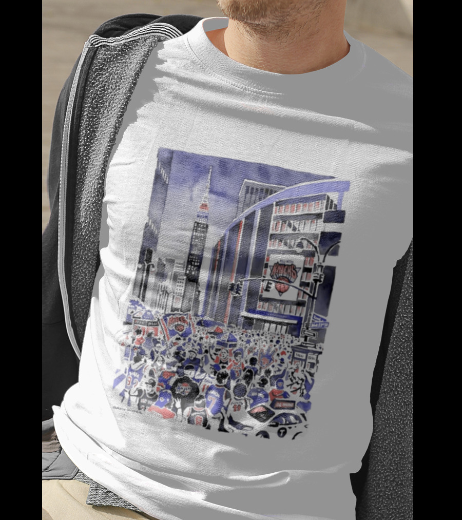 New York Knicks Madison Square Garden Empire State Building Fans Scene T-Shirt