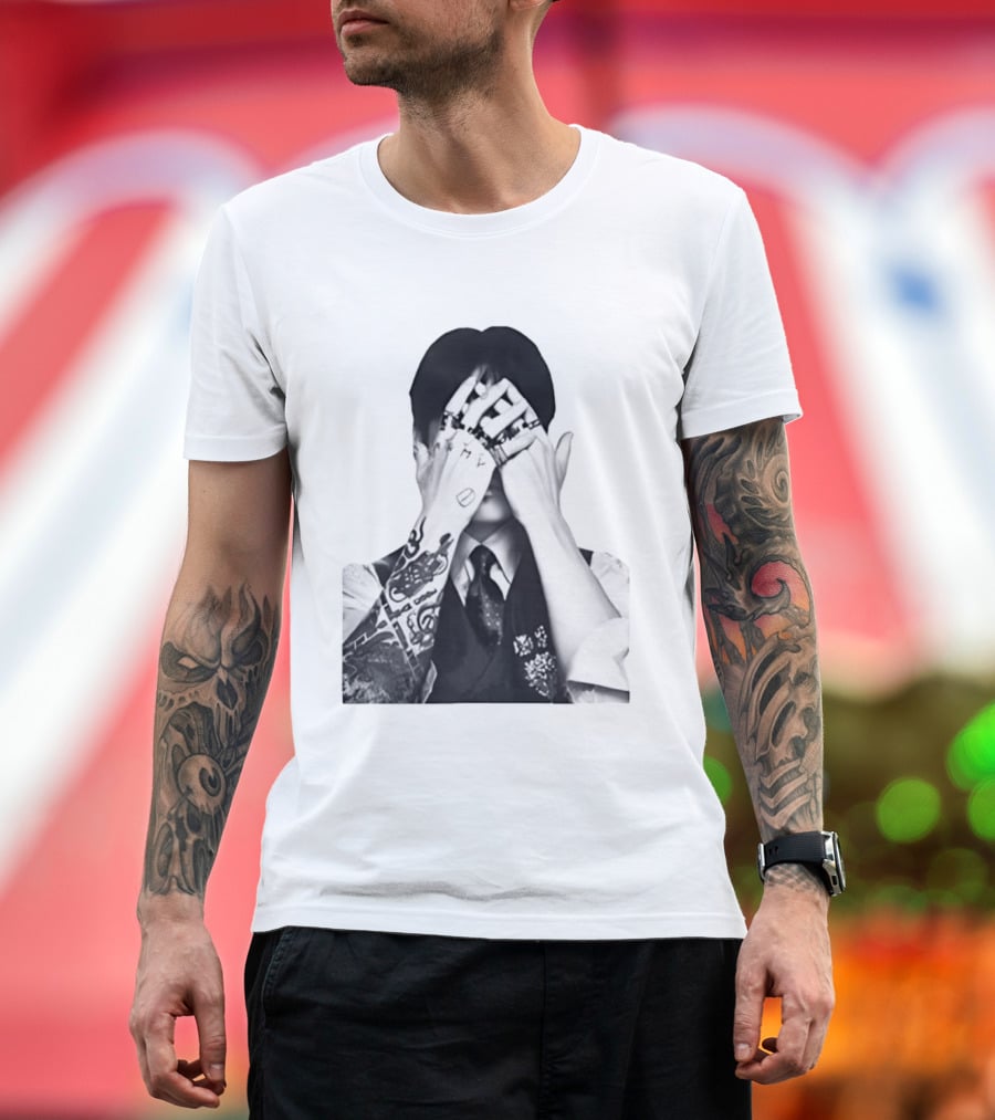 Jungkook BTS Tattoo Hands Rings Black And White Aesthetic T-Shirt