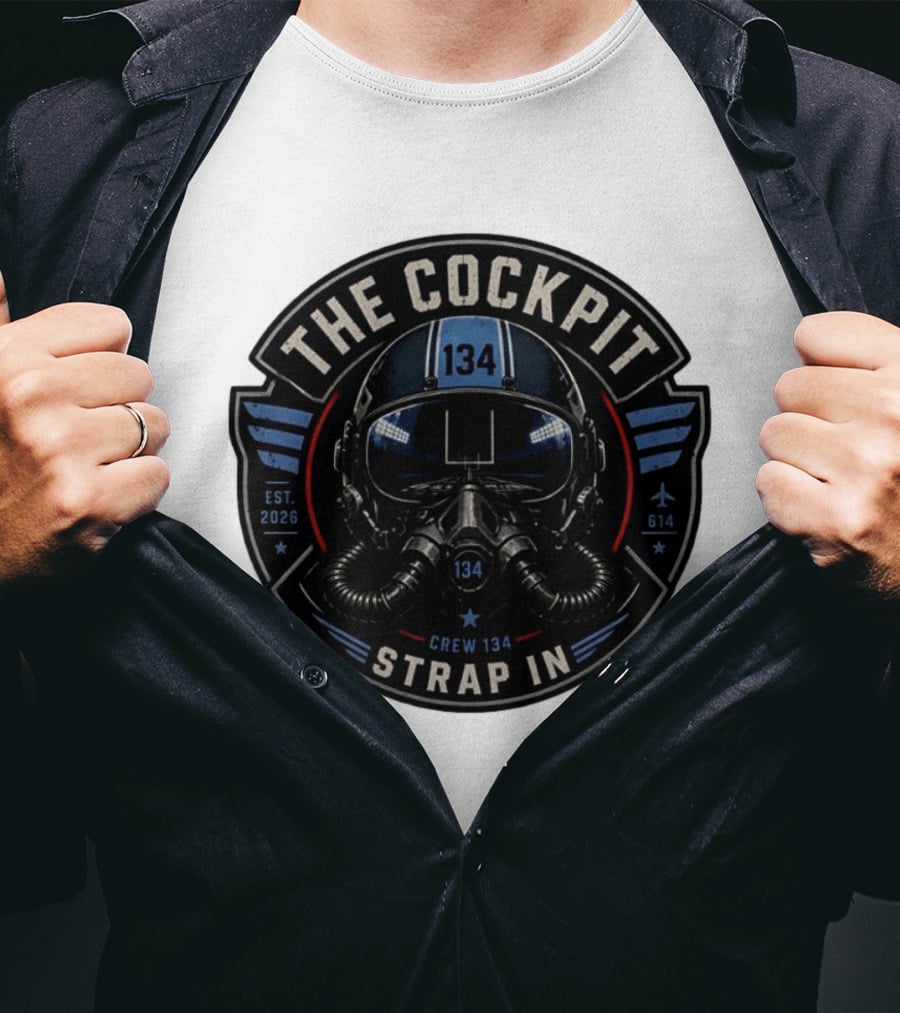 The Cockpit Strap In Crew 134 Football Helmet Est 2026 134 614 T-Shirt