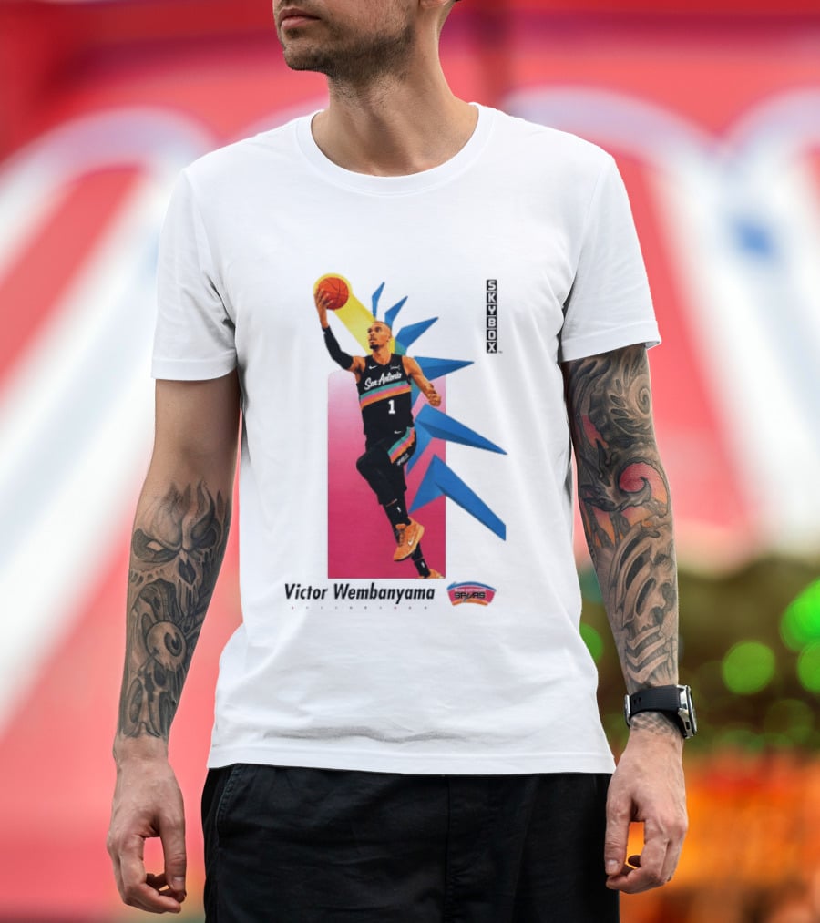 Victor Wembanyama San Antonio Spurs Basketball NBA Skybox 90s Retro Dunking Action T-Shirt