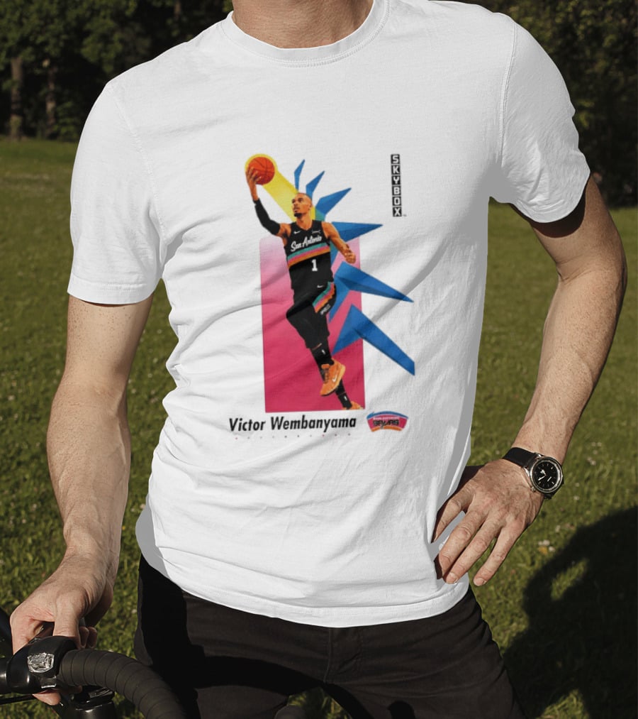 Victor Wembanyama San Antonio Spurs Basketball NBA Skybox 90s Retro Dunking Action T-Shirt