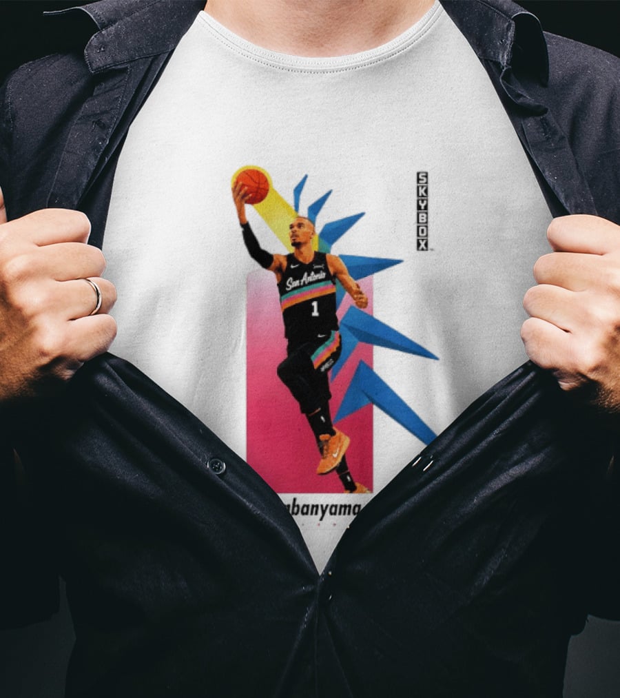 Victor Wembanyama San Antonio Spurs Basketball NBA Skybox 90s Retro Dunking Action T-Shirt