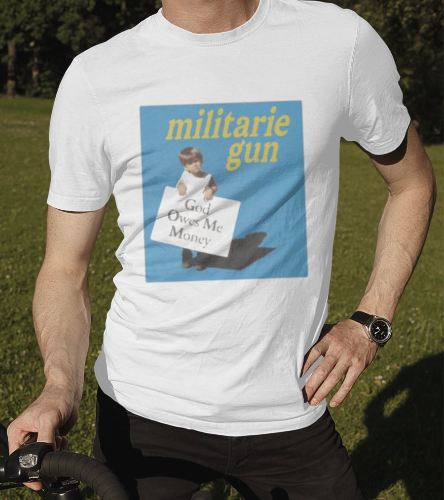 Militarie Gun God Owes Me Money Vintage Child Protest T-Shirt
