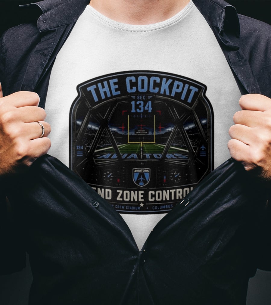 The Cockpit Sec 134 Aviators End Zone Control Historic Crew Stadium Columbus Ohio T-Shirt