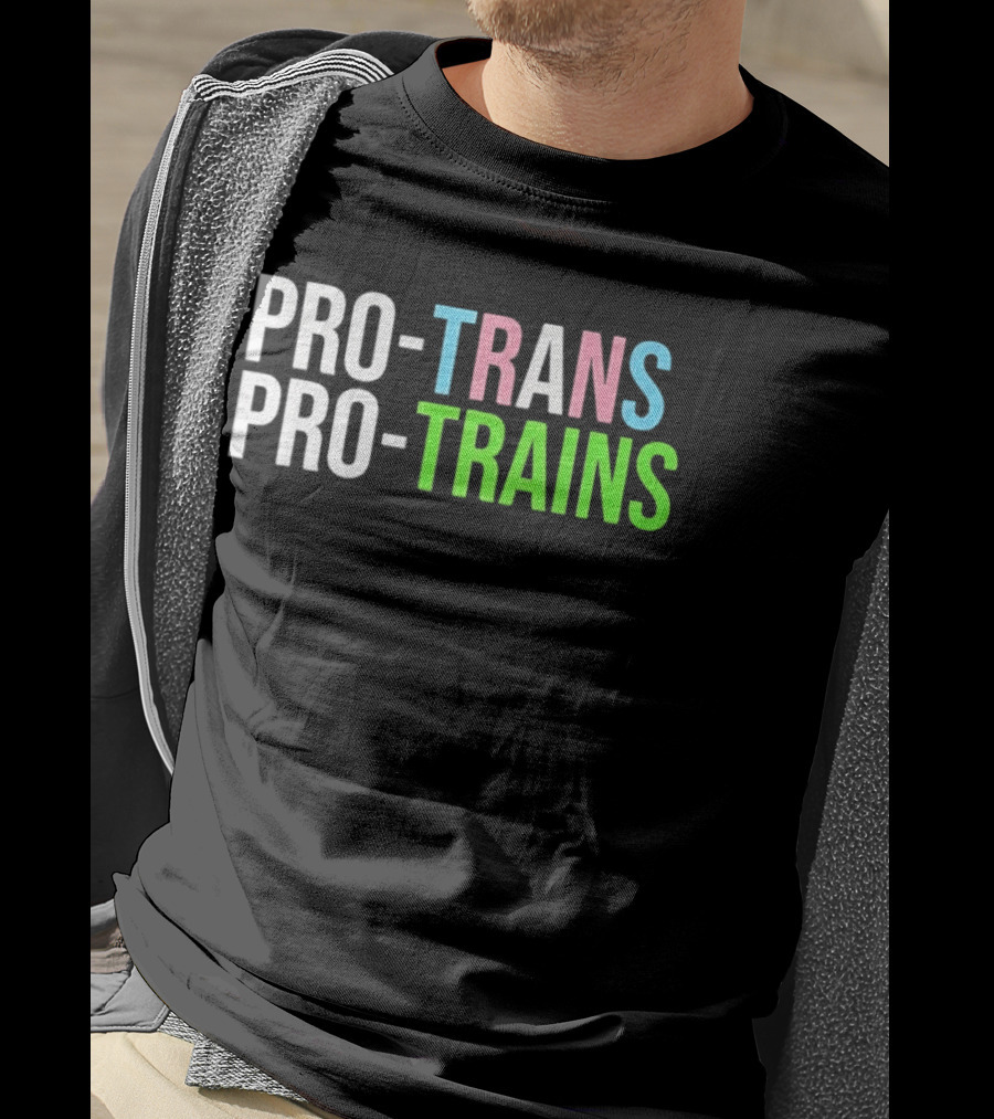 PRO TRANS PRO TRAINS Transgender Ally Public Transport Message T-Shirt