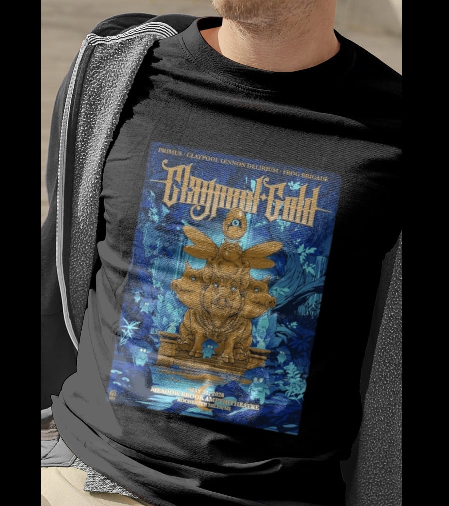 Claypool Gold Primus Frog Brigade May 31 2026 Meadow Brook Amphitheatre Rochester Hills MI T-Shirt