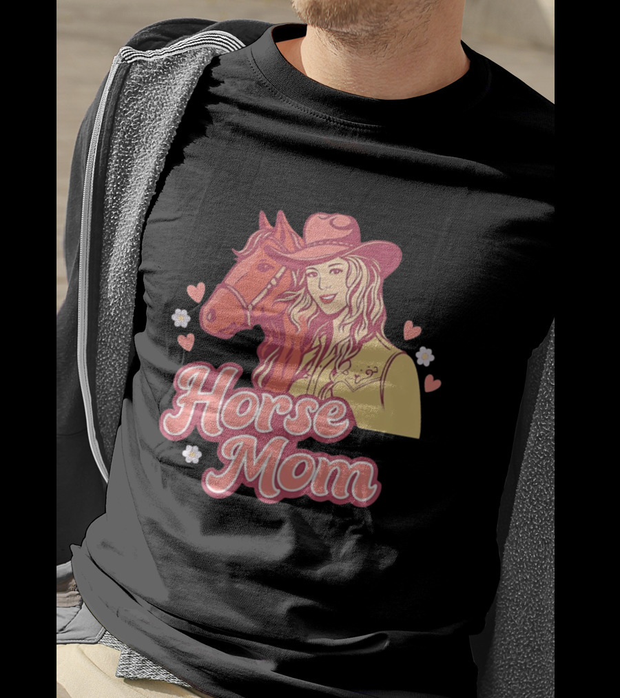 Cowgirl Horse Mom With Mustang And Hearts T-Shirt